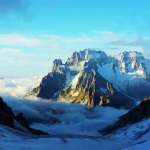 Aiguille Verte and Les Drus, Vallee Blanche, Chamonix, Rhone Alps, Haute Savoie, France, Europe