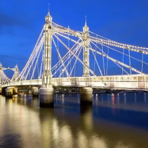 Albert Bridge and River Thames Night Print, London Albert Bridge and River Thames Night Print, London