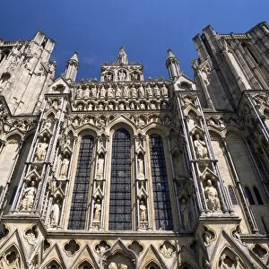 Architectural detail, West front, Wells Cathedral, Somerset, England, United Kingdom