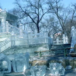 Architectural ice sculpture, Harbin, Heilangjiang Province, China, Asia