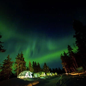 Aurora Borealis (the Northern Lights) over Kakslauttanen Igloo West Village, Saariselka