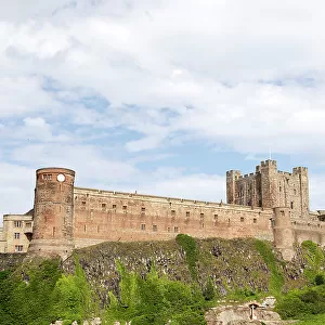 Bamburgh Castle, a hilltop fortress and Grade I Listed Building, Bamburgh, Northumberland, England, United Kingdom, Europe
