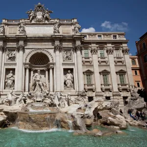 The baroque Trevi fountain in Rome, Lazio, Italy, Europe