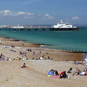 Beach and pier, Eastbourne, East Sussex, England, United Kingdom, Europe