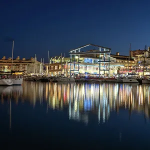 Benalmadena Puerto Marina at night, located between the Costa Del Sol beach resorts of