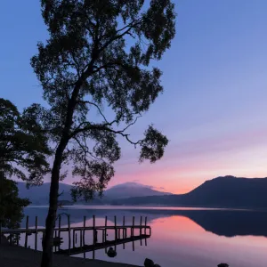 Blencathra and Derwent Water sunrise, Lake District National Park, Cumbria, England