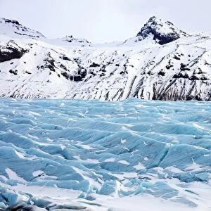 Blue glacier ice on Svinafellsjokull, a tongue of the vast Vatnajokull Glacier, near Skaftafell