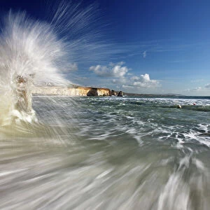 Breaking wave, Freshwater Bay, Isle of Wight, England, United Kingdom, Europe