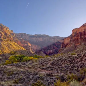 Bright Angel Canyon on the south rim of the Grand Canyon viewed just north of Indian