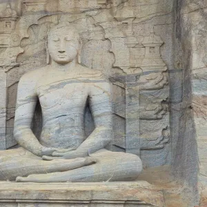 Buddha in meditation, Gal Vihara Rock Temple, Polonnaruwa, Sri Lanka, Asia