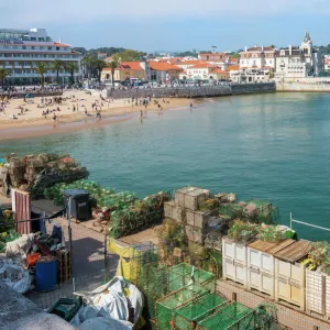 Cascais Pier and Beach, Cascais, Lisbon Coast, Portugal, Europe