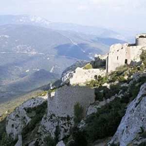 Cathar castle of Peyrepertuse, above Duilhac village, between Carcassonne and Perpignan
