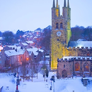 Cathedral of the Peak in snow, Tideswell, Peak District National Park, Derbyshire, England, United Kingdom, Europe