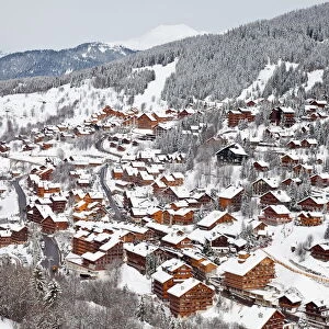 Chalets and hotels in Meribel ski resort in the Three Valleys (Les Trois Vallees)