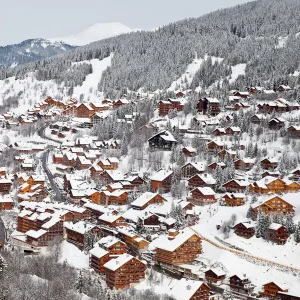 Chalets and hotels in Meribel ski resort in the Three Valleys (Les Trois Vallees)