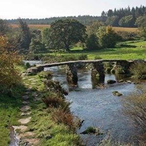 The Clapper Bridge at Postbridge, Dartmoor National Park, Devon, England