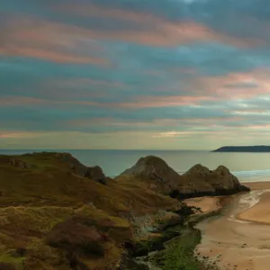 Three Cliffs Bay, Gower, Peninsula, Swansea, West Glamorgan, Wales, United Kingdom