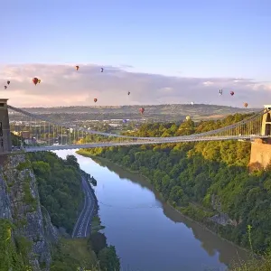 Clifton Suspension Bridge Print with Hot Air Balloons Clifton Suspension Bridge Print with Hot Air Balloons