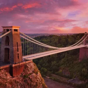 Clifton Suspension Bridge Print at Sunset, Bristol England Clifton Suspension Bridge Print at Sunset, Bristol England
