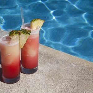Colourful cocktails by the pool, Punta Cana, Dominican Republic, West Indies, Caribbean, Central America
