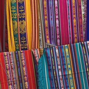 Colourful indigenous-style textiles on sale in the provincial capital, Riobamba
