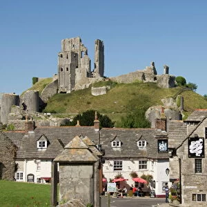 Corfe village and castle, Dorset, England, United Kingdom, Europe