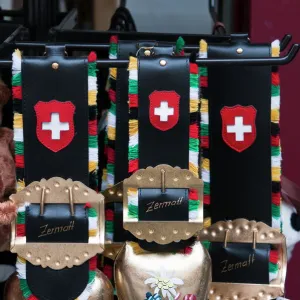 Cowbell souvenirs in Zermatt, Switzerland, Europe