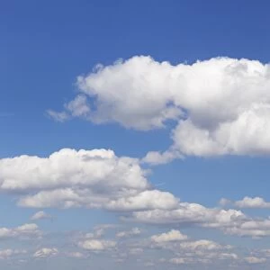 Cumulus clouds, blue sky, summer, Germany, Europe