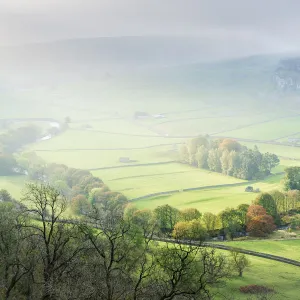 Dawn light over Arncliffe village in Littondale, North Yorkshire, Yorkshire, England