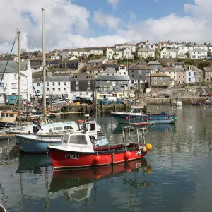 Fishing boats in fishing harbour, Mevagissey, Cornwall, England, United Kingdom, Europe