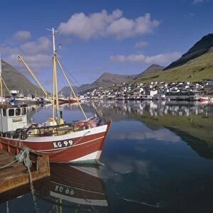 Fishing boats in Klaksvik harbour, Bordoy island (Nordoyar), Faroe Islands (Faroes)