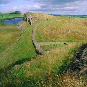 Hadrians Wall, towards Crag Lough, Northumberland England, UK