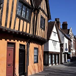 Half timbered buildings on Silent Street, Ipswich, Suffolk, England, United Kingdom, Europe