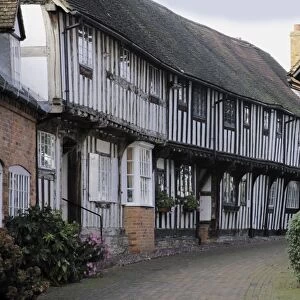 Half timbered Tudor buildings, Malt Mill Lane, Alcester, Warwickshire, Midlands
