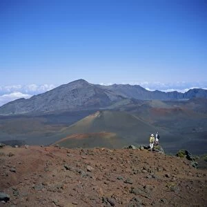 Hikers inside Haleakala Crater