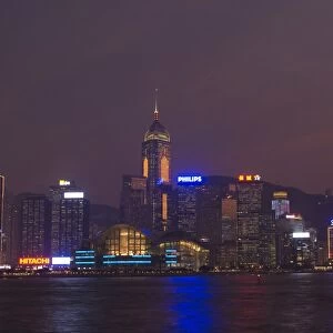 Hong Kong Island skyline at dusk, Hong Kong, China, Asia