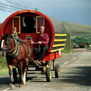 Horse-drawn gypsy caravan