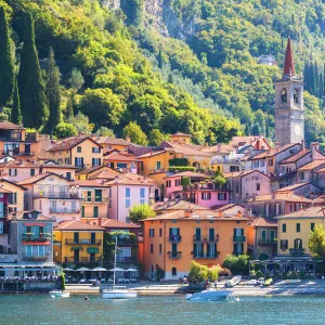 The iconic village of Varenna on the shore of Lake Como, Lecco province, Lombardy