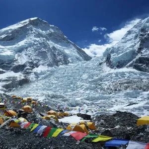 Khumbu icefall from Everest Base Camp, Solukhumbu District, Sagarmatha National Park, UNESCO World Heritage Site, Nepal, Himalayas, Asia