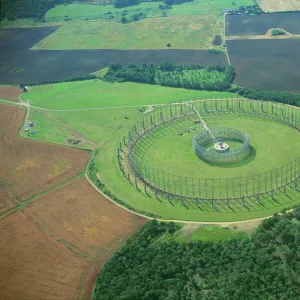 Large circular aerial at RAF Chicksands, a communications centre operated by the U