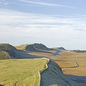 Looking west from Kings Hill to Housesteads Crag, Cuddy and Hotbank Crags