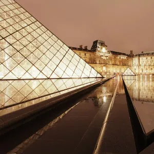 The Louvre and Pyramid, Paris, Ile de France, France, Europe