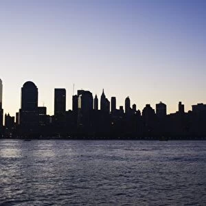 Lower Manhattan skyline at dawn