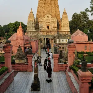 India Heritage Sites Fine Art Print Collection: Mahabodhi Temple Complex at Bodh Gaya