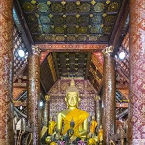 Main altar, interior of Wat Xieng Thong Buddhist temple, UNESCO World Heritage Site