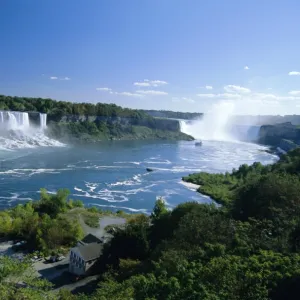 Niagara Falls on the Niagara River that connects Lakes