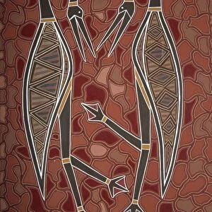 Paintings from the Dreamtime including two birds, Australia, Pacific