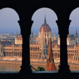 Parliament building and the Danube River from the Castle district