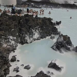 People bathing in hot spring, Blue Lagoon, Iceland, Polar Regions