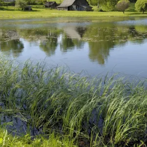 Ponds and traditional buildings